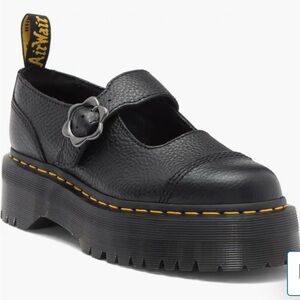 Dr. Martens Addina Flower Black Platform Mary Jane Shoes